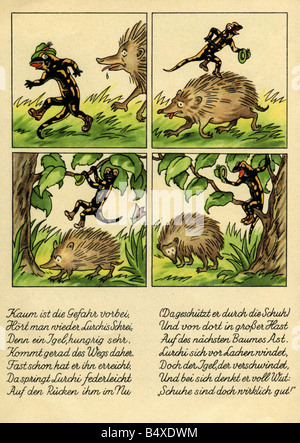 Publicité, mode, salamandre, livret, 'Lurchis Abenteuer - Das lustige Salamanderbuch' ('Lurchis aventures'), partie 1, 1937, Lurchi et le hérisson, , Banque D'Images