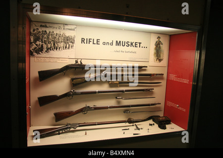 Une carabine et fusil à l'écran New Market Battlefield State Historical Park, Viginia, United States. Banque D'Images