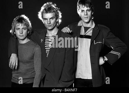 Groupe pop la police en studio 1980 Sting avec Andy Summers et Stewart Copeland Banque D'Images