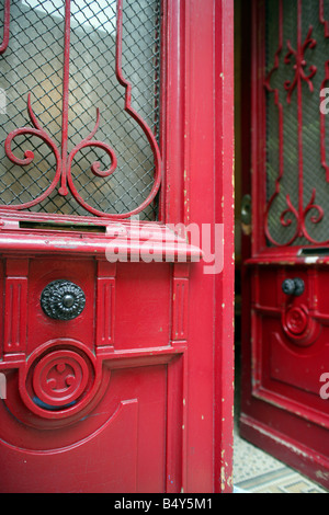 Poignée avec tiroir sur rose porte, close-up Banque D'Images