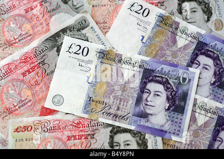 £50 et £20 billets britannique. Banque D'Images