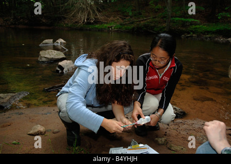 Stream Lab, dans la classe de biologie de l'École d'été des essais de la teneur en oxygène Banque D'Images