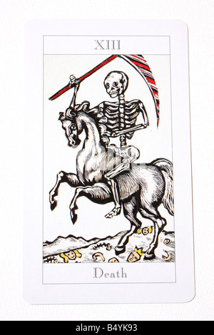 La carte de la mort dans un paquet de tarot. Banque D'Images