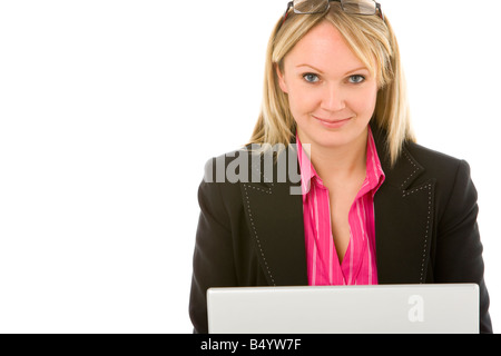 Businesswoman Sitting in front of Laptop Banque D'Images