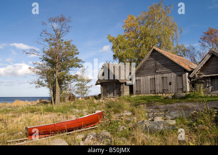 Cabanes de pêcheurs et de bateaux Altja Estonie Banque D'Images