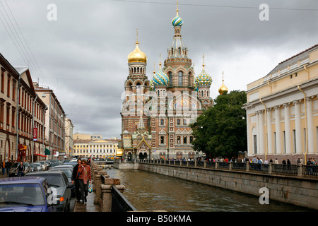 L'Église sur le sang St Petersburg Russia Banque D'Images