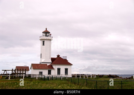 Point Wilson Phare, Port Townsend, de la péninsule Olympique, l'État de Washington Banque D'Images