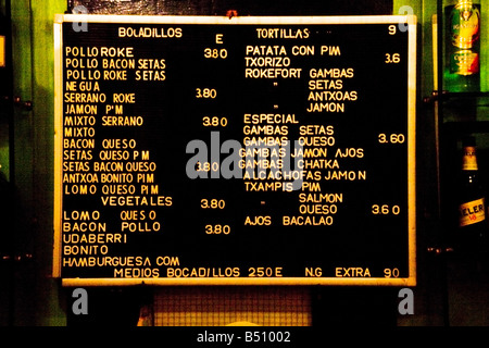 Le Tapas bar / restaurant San Sebastian Banque D'Images