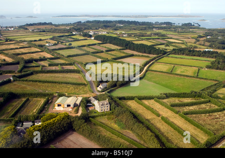 Champs de St Marys îles Scilly, de l'air Banque D'Images