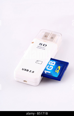 Adaptateur USB carte SD 1 Go de capacité informatique pendrive Banque D'Images