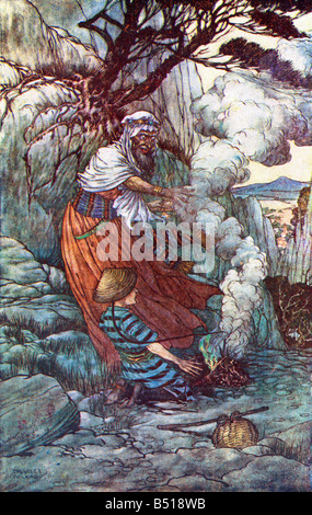 L'histoire de la lampe merveilleuse Alladin ou illustration par Charles Folkard du livre Les Mille et Une Nuits publié 1917 Banque D'Images