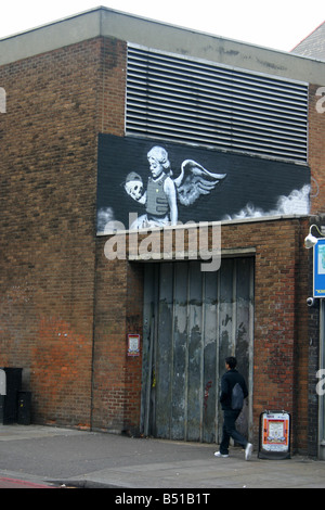 Vieille rue Bansky, Hackney, Londres, Angleterre Banque D'Images