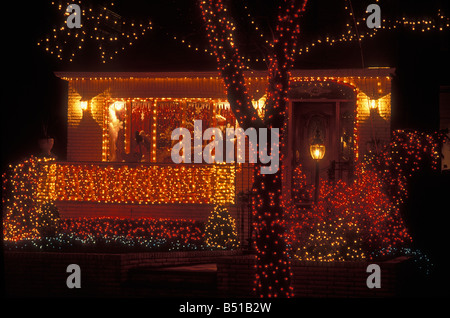 Les lumières de Noël Brooklyn New York Banque D'Images