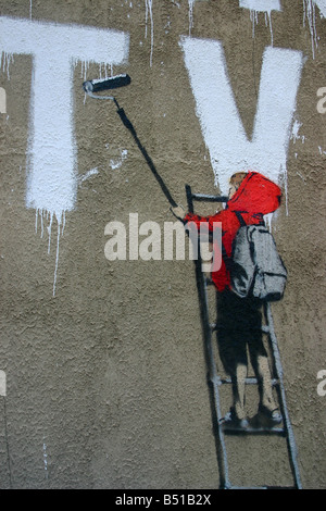 Banksy : One Nation Under CCTV Newman Street Londres Banque D'Images