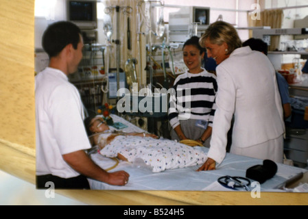 Le Daily Mirror Photo par Kent Gavin DEMANDE D'ENFANTS LA PRINCESSE DIANA A RENCONTRÉ MONTRE MARIE JAN MURRAY AVEC LA MÈRE ET LE PÈRE JAN ALAN À LEUR DOMICILE À MANOR PARK PICK UP PIC MONTRE LA PRINCESSE DIANA WITHMARIE JAN MURRAY Dans l'hôpital Great Ormond Street Mirrorpix vanityfair0507 Banque D'Images