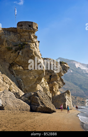 La plage de Kalamaki, Zante, Îles Ioniennes Grèce. Banque D'Images