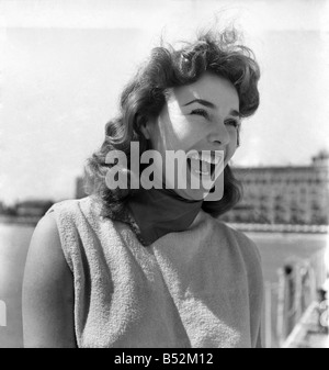 La star de cinéma allemand Tanya Weber à Venise, Italie. Septembre 1952 C4470 Banque D'Images