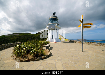 Le phare de Cape Reinga, Te Rerenga Wairua (le lieu des esprits bondissant), Île du Nord, Nouvelle-Zélande Banque D'Images