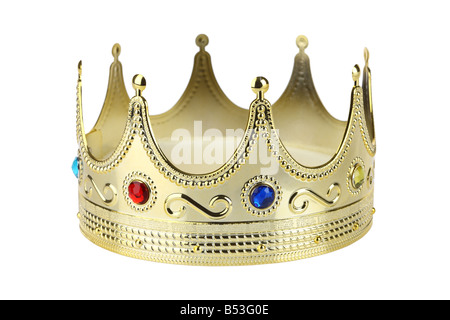 Découpe de la couronne d'or isolé sur fond blanc Banque D'Images