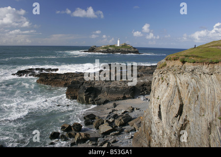 Île au large de Godrevy Godrey Point sur la côte nord des Cornouailles, Angleterre Banque D'Images