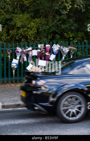 Mémorial à bord un pilote dans un accident de voiture mortel. (41) Banque D'Images