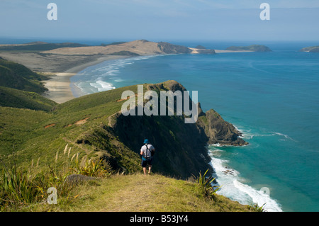 Du cap Reinga, Te Rerenga Wairua (le lieu des esprits bondissant), Île du Nord, Nouvelle-Zélande Banque D'Images