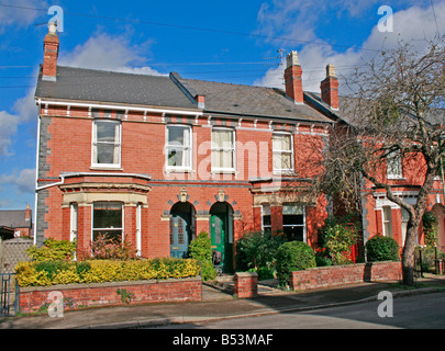 Rangée de brique rouge Edwardian Maisons jumelées, Angleterre Banque D'Images