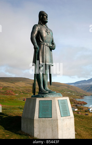 Août 2008 - Statue de Leif Eriksson, fils d'Erik le Rouge dans le sud du Groenland Qassiarsuk Banque D'Images