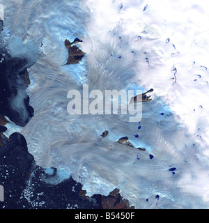 Vue Satellite du Groenland, les glaciers, la baie de Baffin Banque D'Images