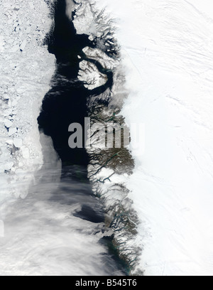 Vue satellite de glace, le Groenland Banque D'Images