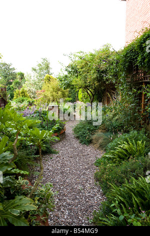 Chemin sinueux à travers un jardin Banque D'Images