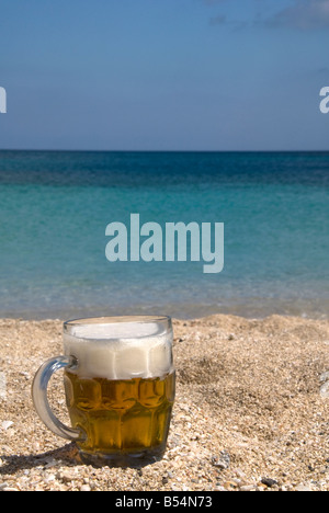 Les vacances d'une bière rafraîchissante sur la mer Banque D'Images