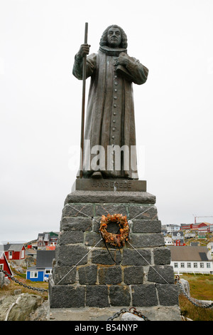 Août 2008 - Statue de Hans Egede en Kolonihavn Nuuk Groenland Banque D'Images