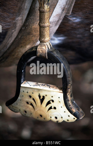 Un étrier sur un cheval appartenant à un Guacho à San Antonio de Areco La province de Buenos Aires Argentine Banque D'Images