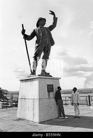 Statue de Henry Morton Stanley, Congo river explorer, qui se trouvait autrefois à côté de Stanley Pool dans le D.R.Congo Banque D'Images