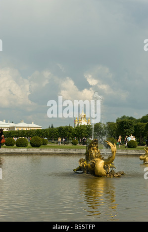 Fauntains à Peterhof Palace Banque D'Images