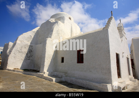 L'Église grecque de l'île de Mykonos Cyclades Grèce Banque D'Images