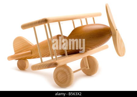 Sur l'objet en bois blanc toy airplane Banque D'Images