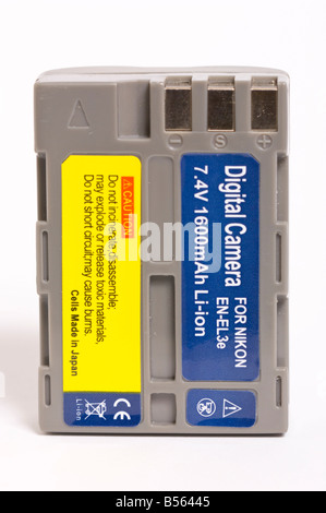 Re-charge batterie pour appareil photo numérique (Li-ion) pour dslr sur fond blanc Banque D'Images