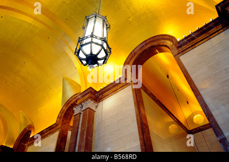 Hall de l'édifice LaSalle 190, avec son plafond voûté de la feuille d'or. LaSalle Street. La boucle. Chicago. L'Illinois. USA Banque D'Images