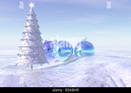 Ornements de Noël avec un arbre de Noël Banque D'Images