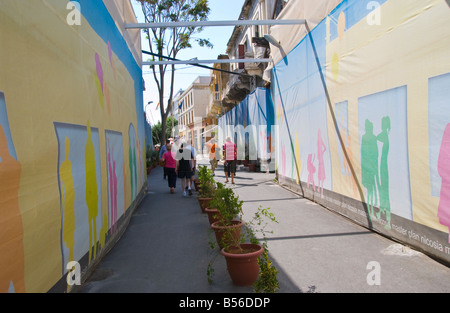 Chypre Nicosia. La ligne verte rue Ledra frontière entre le Nord et le Sud de l'Union européenne Chypre Nicosie Banque D'Images