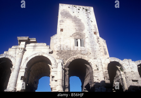 Vestiges de l'arène romaine à Arles dans le sud de la France Banque D'Images