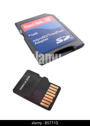 Carte mémoire Micro SD et son adaptateur Banque D'Images