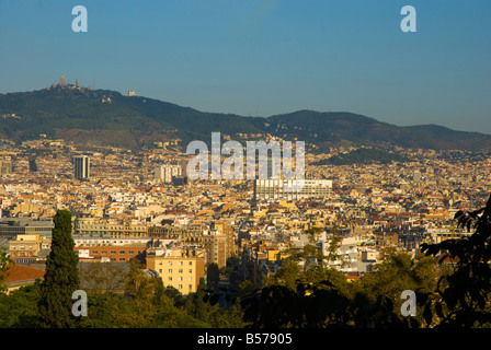 Vue depuis Montjuic à Barcelone Espagne Europe centrale Banque D'Images