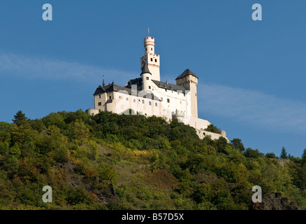 Forteresse de Marksburg Braubach sur le Rhin, l'Allemagne, datant du 13ème.ch. Banque D'Images