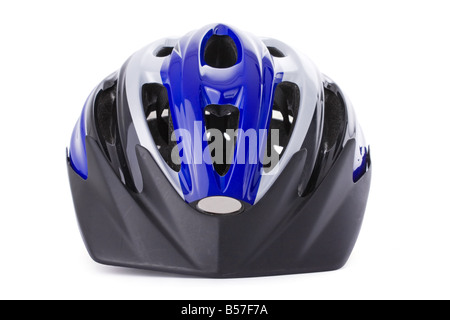 Casque de vélo isolé sur fond blanc /// location de vélo VTT matériel découpe découpe vtt sports protection de la tête d'aération moderne Banque D'Images