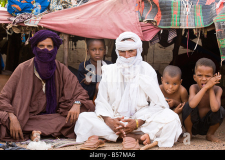 Photo d'une famille touareg à Ouagadougou, Burkina Faso. Banque D'Images