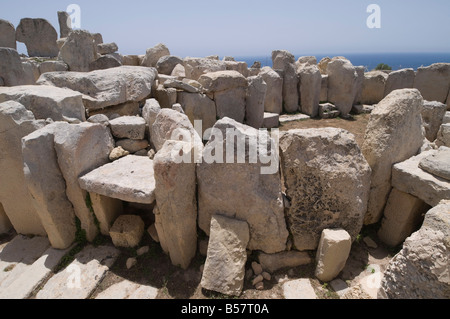 Hagar Qim, un temple mégalithique, UNESCO World Heritage Site, Malta, Europe Banque D'Images