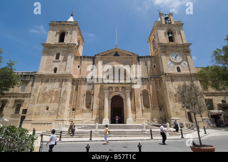 Extérieur avant de co-cathédrale Saint-Jean à La Valette, Malte, Europe Banque D'Images